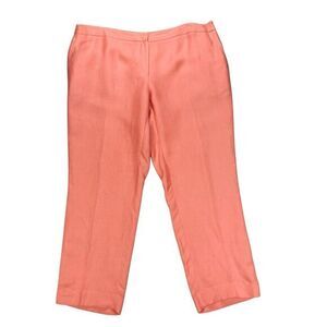 Dana Buchman Crop Pants Womens 16 Orange Linen Blend Lagen Look Classic Casual